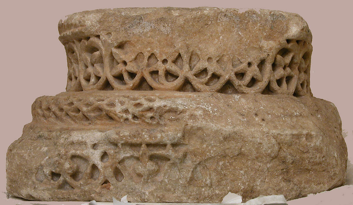 Column Base with Scroll Motifs, Marble; carved in relief