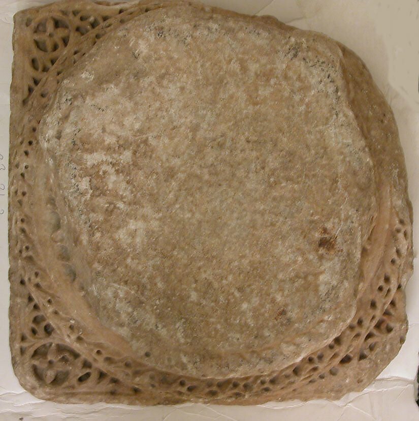 Column Base with Scroll Motifs, Marble; carved in relief