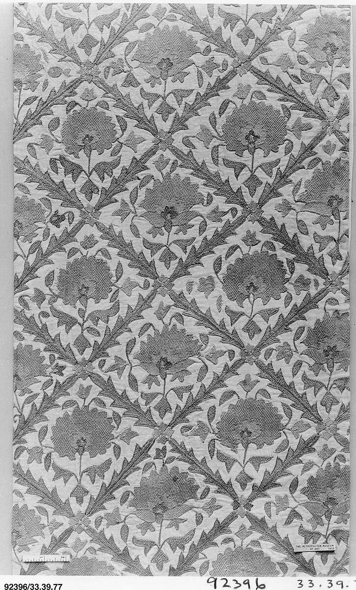 Textile Fragment, Linen; embroidered in silk 