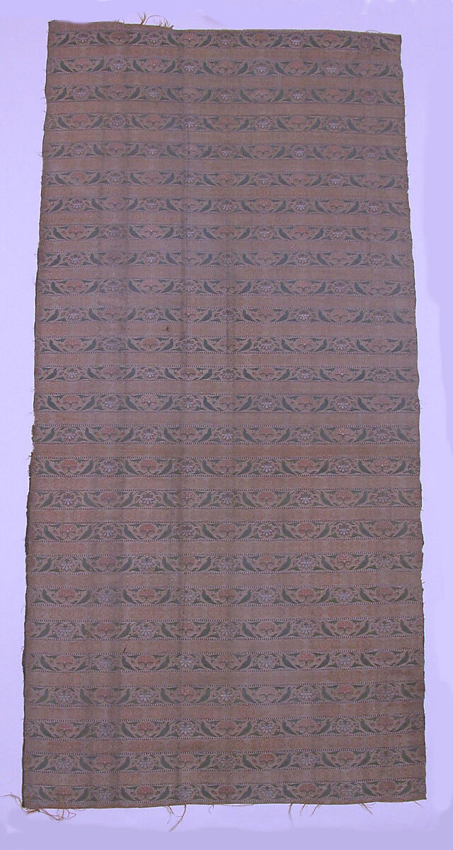 Brocade Fragment, Silk, metal wrapped thread; brocaded 