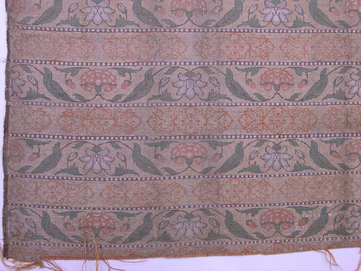 Brocade Fragment, Silk, metal wrapped thread; brocaded
