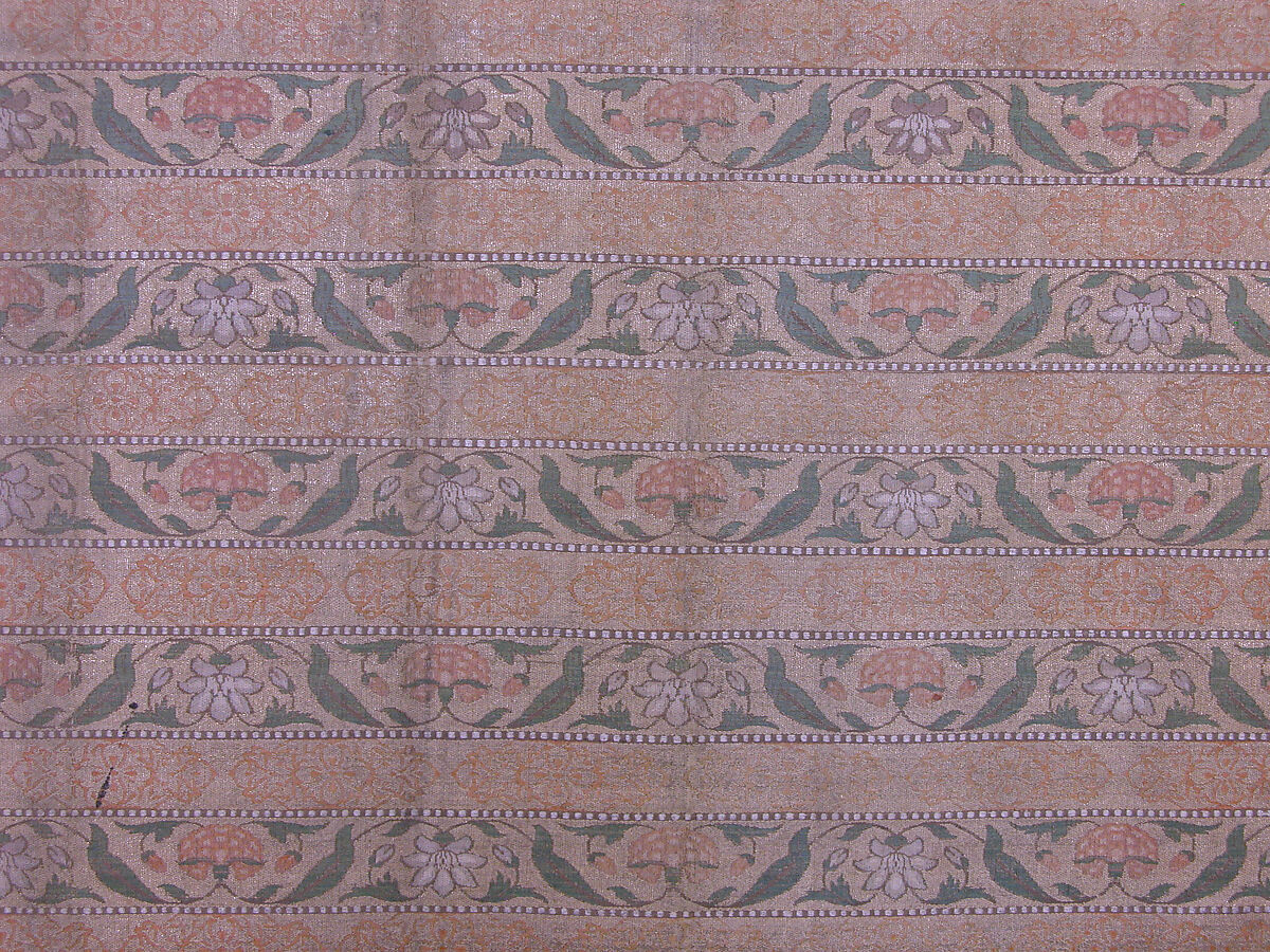 Brocade Fragment, Silk, metal wrapped thread; brocaded