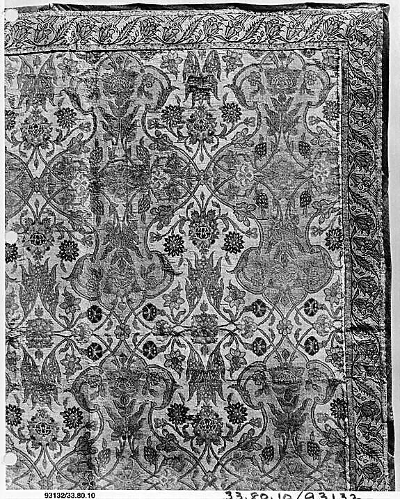 Cover, Silk, metal wrapped thread; lampas