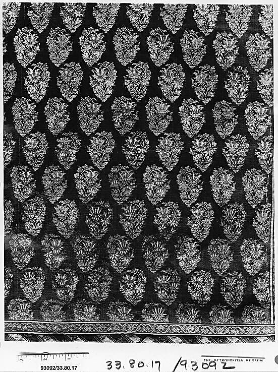 Cover, Silk, metal wrapped thread; woven