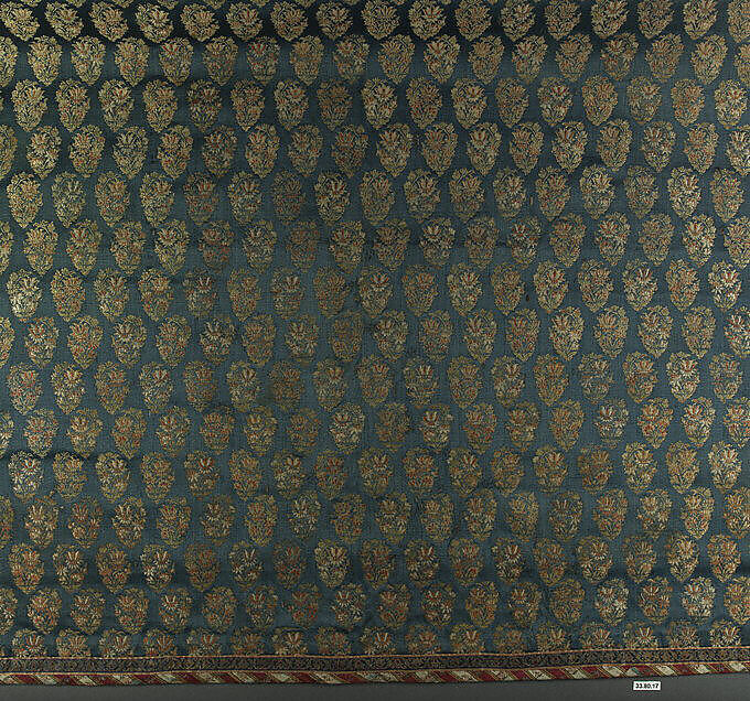 Cover, Silk, metal wrapped thread; woven 