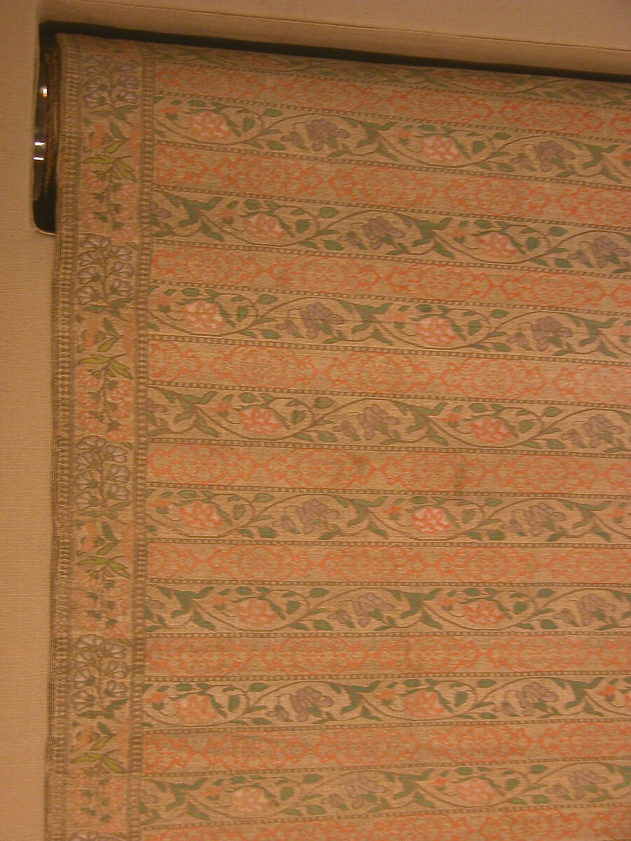 Sash with Flowering Plants, Silk, silver and gilded metal wrapped thread; taqueté, brocaded