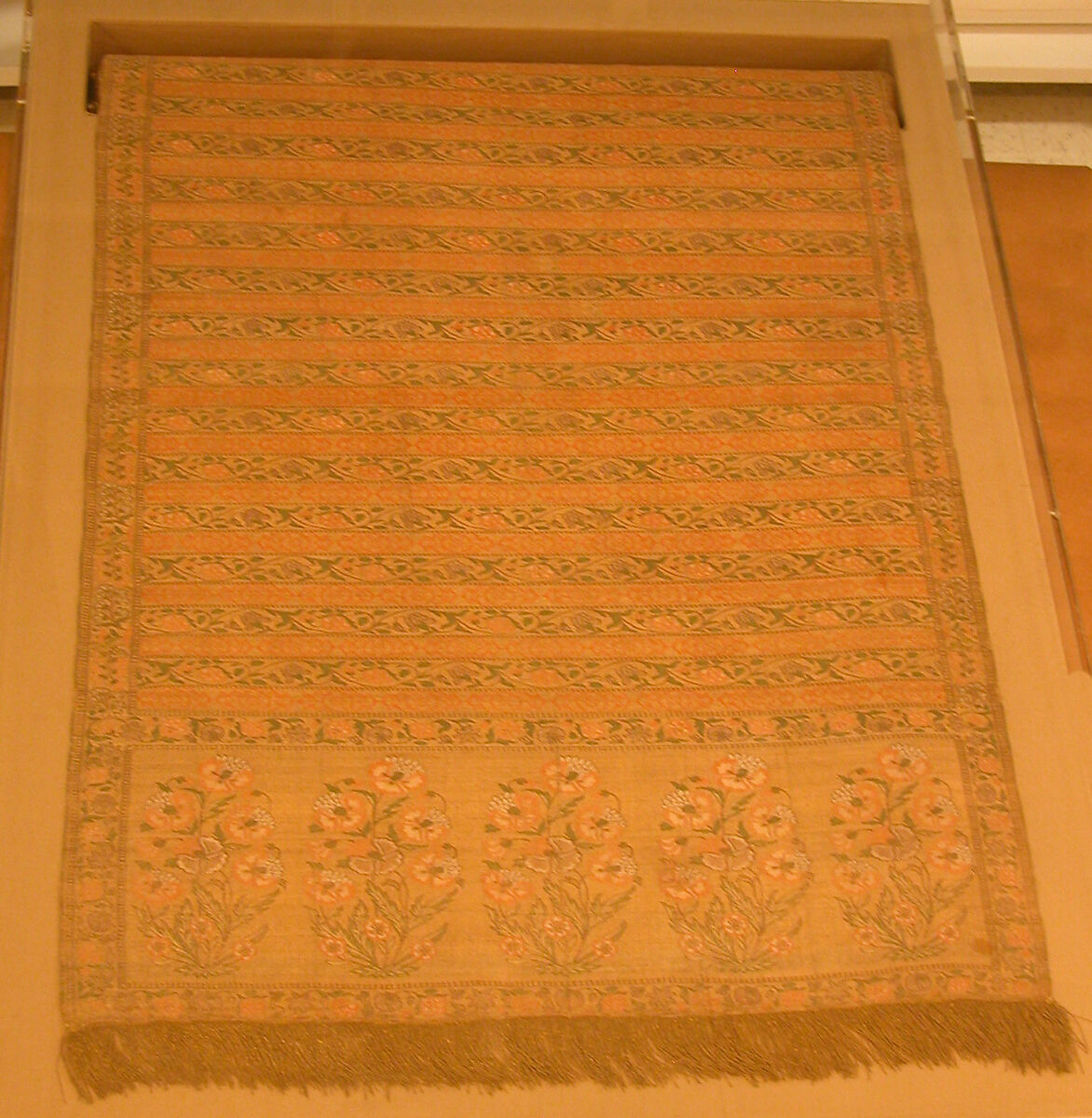 Sash with Flowering Plants, Silk, silver and gilded metal wrapped thread; taqueté, brocaded