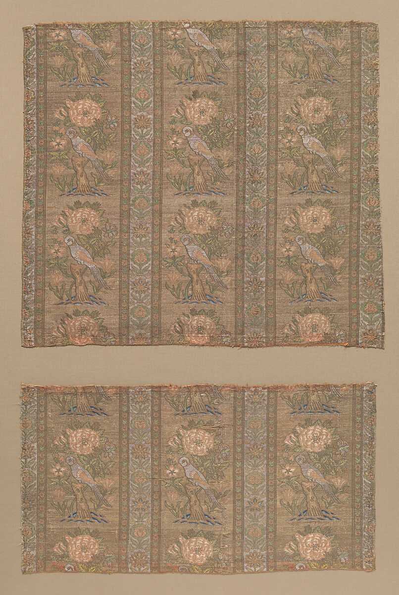 Textile Fragment, Silk, metal wrapped thread; brocaded 