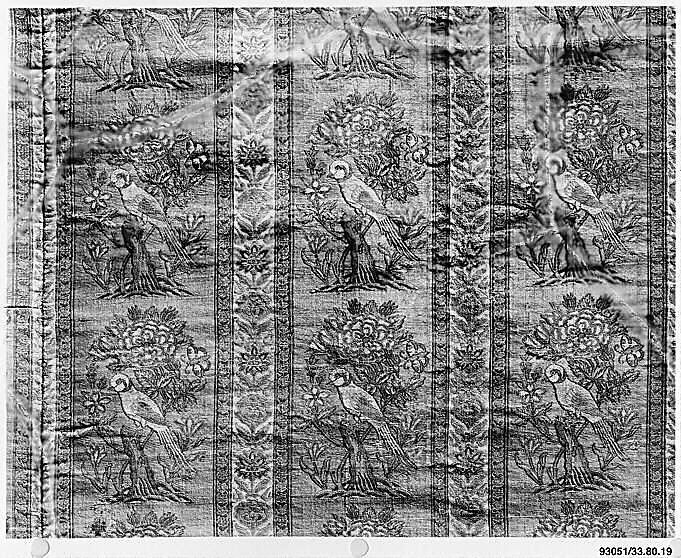Textile Fragment, Silk, metal wrapped thread; brocaded