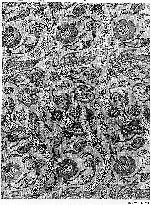 Brocade, Silk, metal wrapped thread; lampas