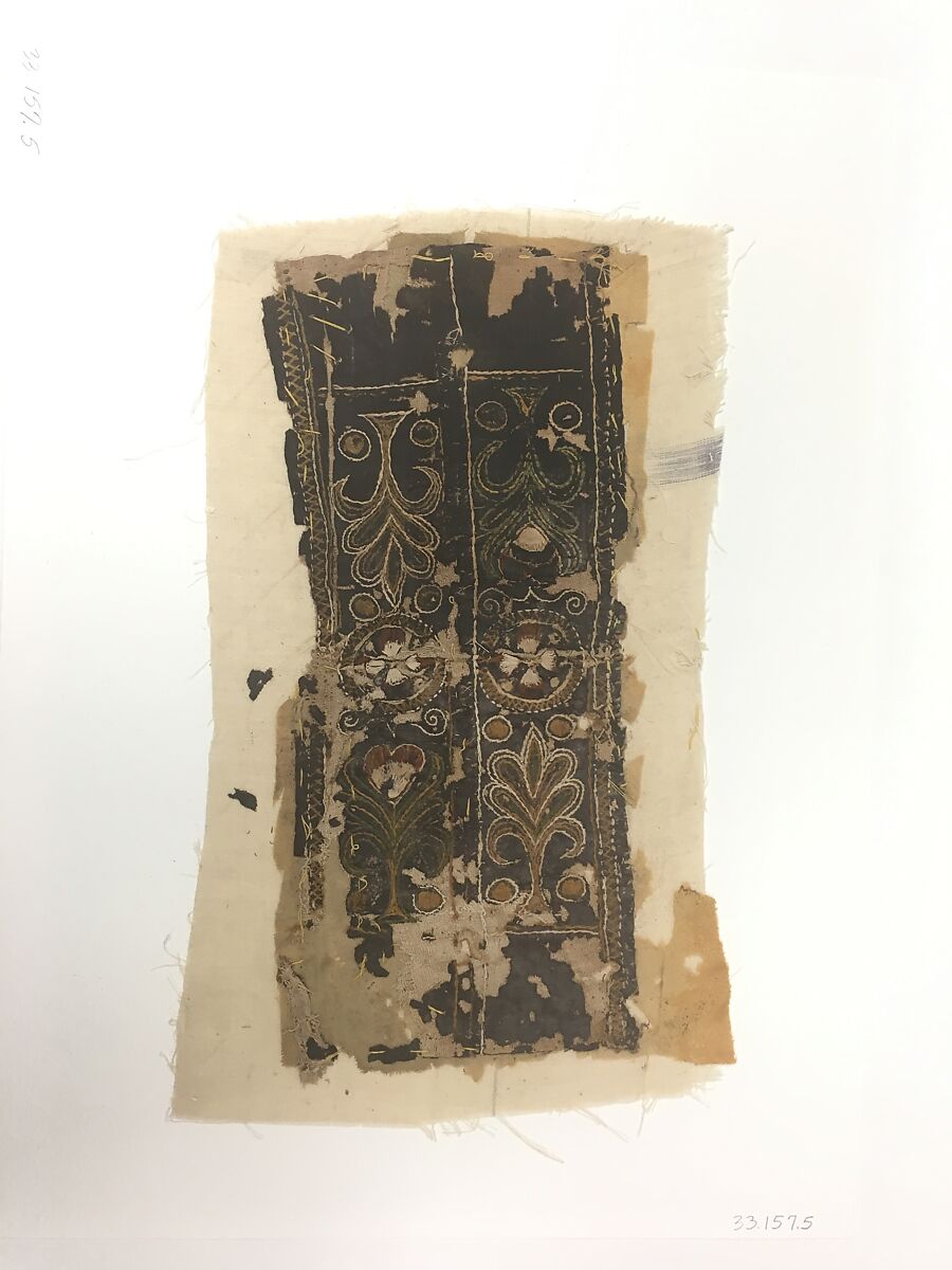 Panel, Wool; embroidered with silk