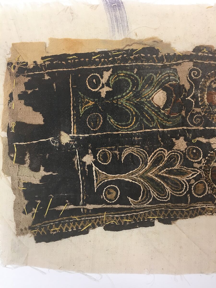 Panel, Wool; embroidered with silk