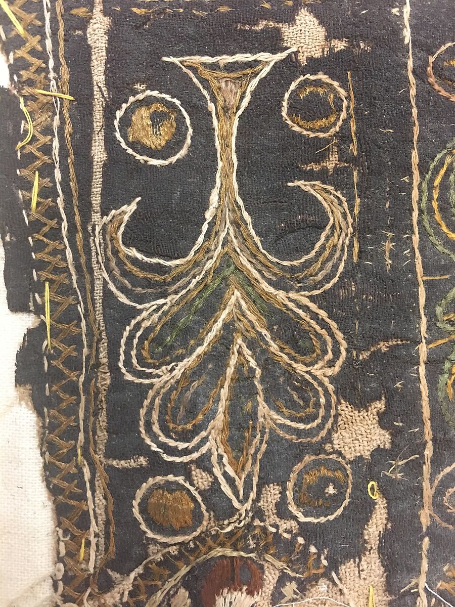 Panel, Wool; embroidered with silk