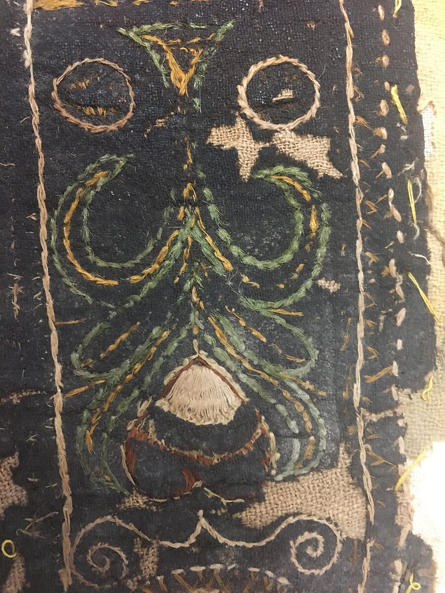 Panel, Wool; embroidered with silk