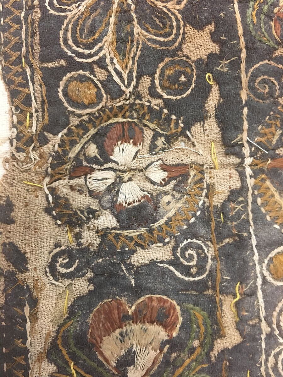 Panel, Wool; embroidered with silk