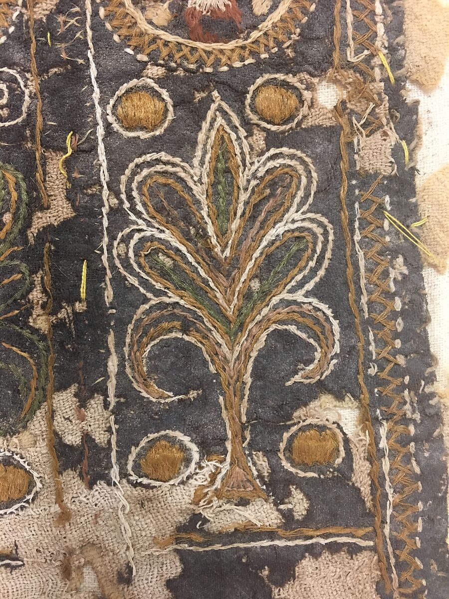 Panel, Wool; embroidered with silk