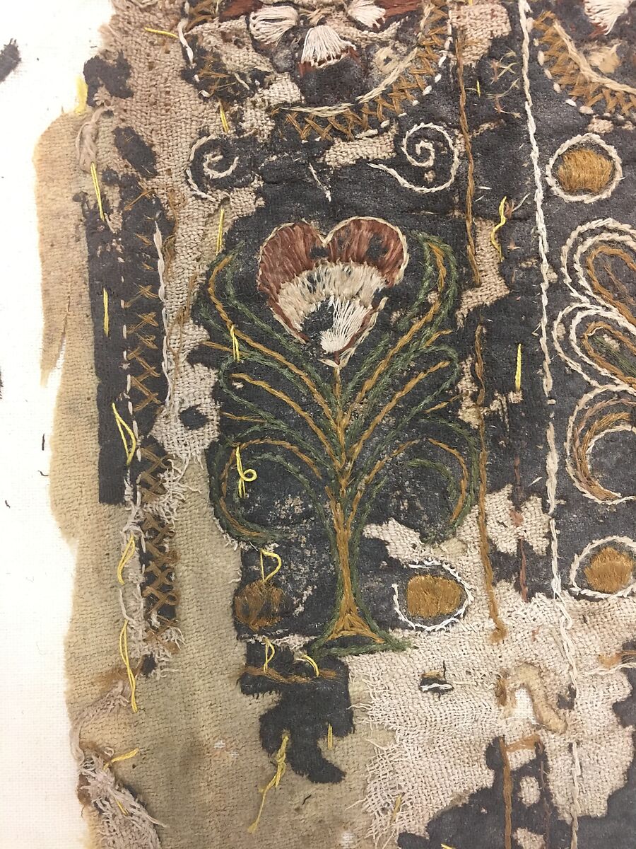Panel, Wool; embroidered with silk