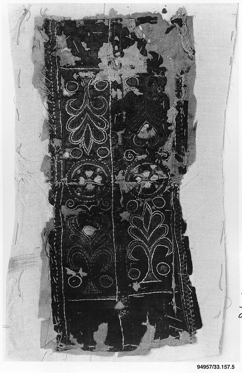 Panel, Wool; embroidered with silk