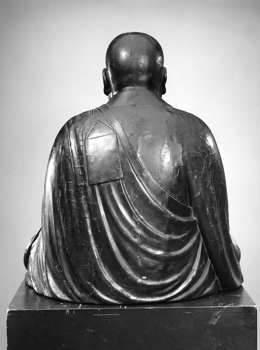 Portrait of a Zen Master, Lacquer on wood with inlaid crystal, Japan