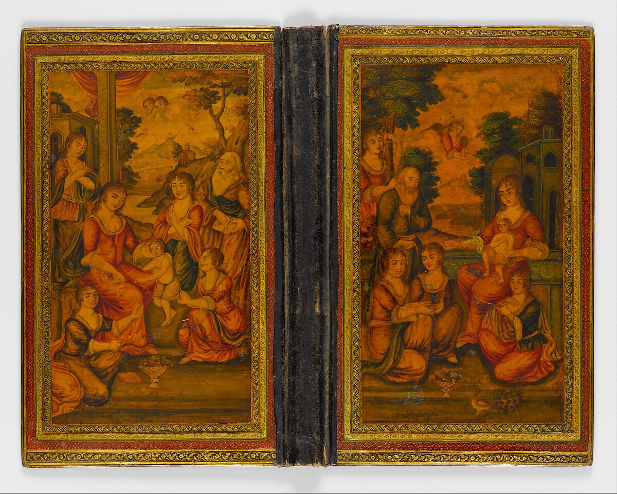 Bookcover with Christian Themes, Pasteboard; painted and lacquered