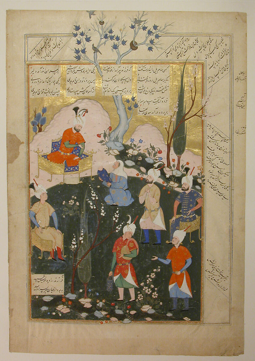 "Birth of Zal", Folio from a Shahnama (Book of Kings), Abu'l Qasim Firdausi (Iranian, Paj ca. 940/41–1020 Tus), Ink, opaque watercolor, and gold on paper
