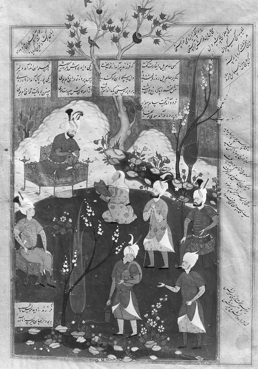 "Birth of Zal", Folio from a Shahnama (Book of Kings), Abu'l Qasim Firdausi (Iranian, Paj ca. 940/41–1020 Tus), Ink, opaque watercolor, and gold on paper