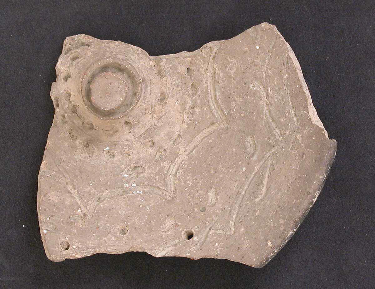 Fragment of a Lid, Earthenware; unglazed 