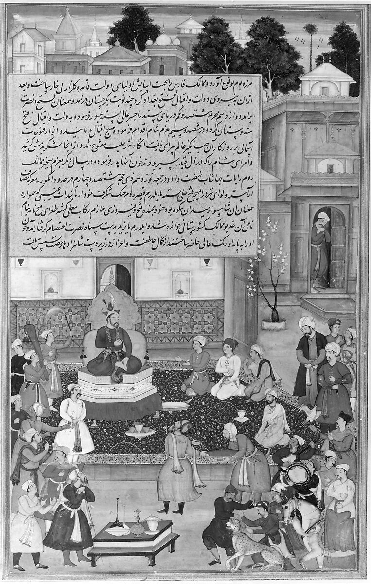 "Sultan Bayazid before Timur", Folio from an Akbarnama  (History of Akbar), Painting by Dharam Das, Ink, opaque watercolor, and gold on paper