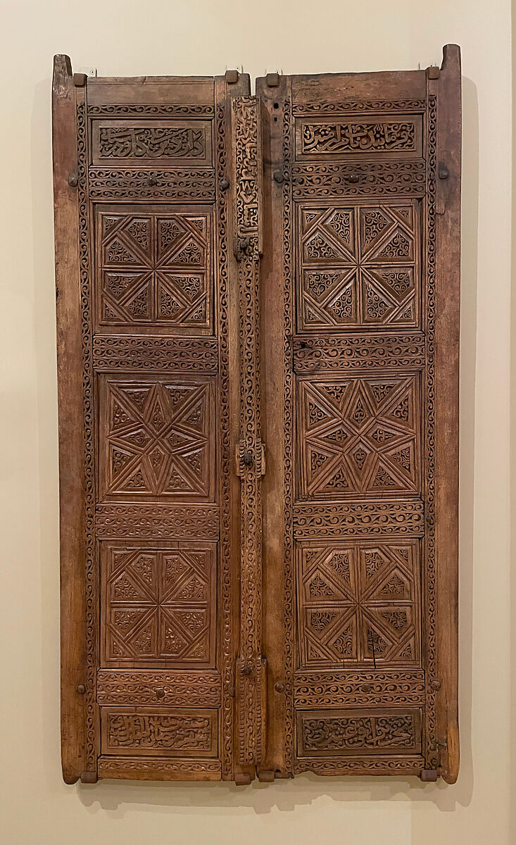 Pair of Carved Doors, Wood (teak); carved 