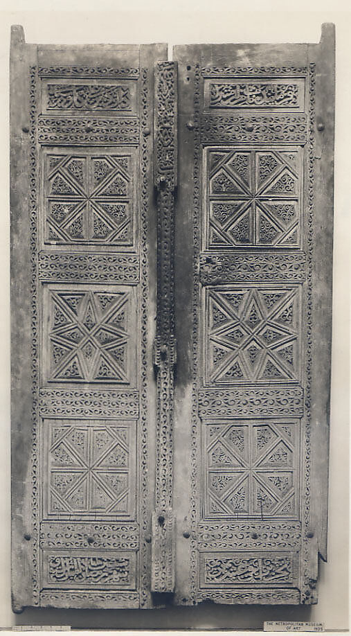 Pair of Carved Doors, Wood (teak); carved
