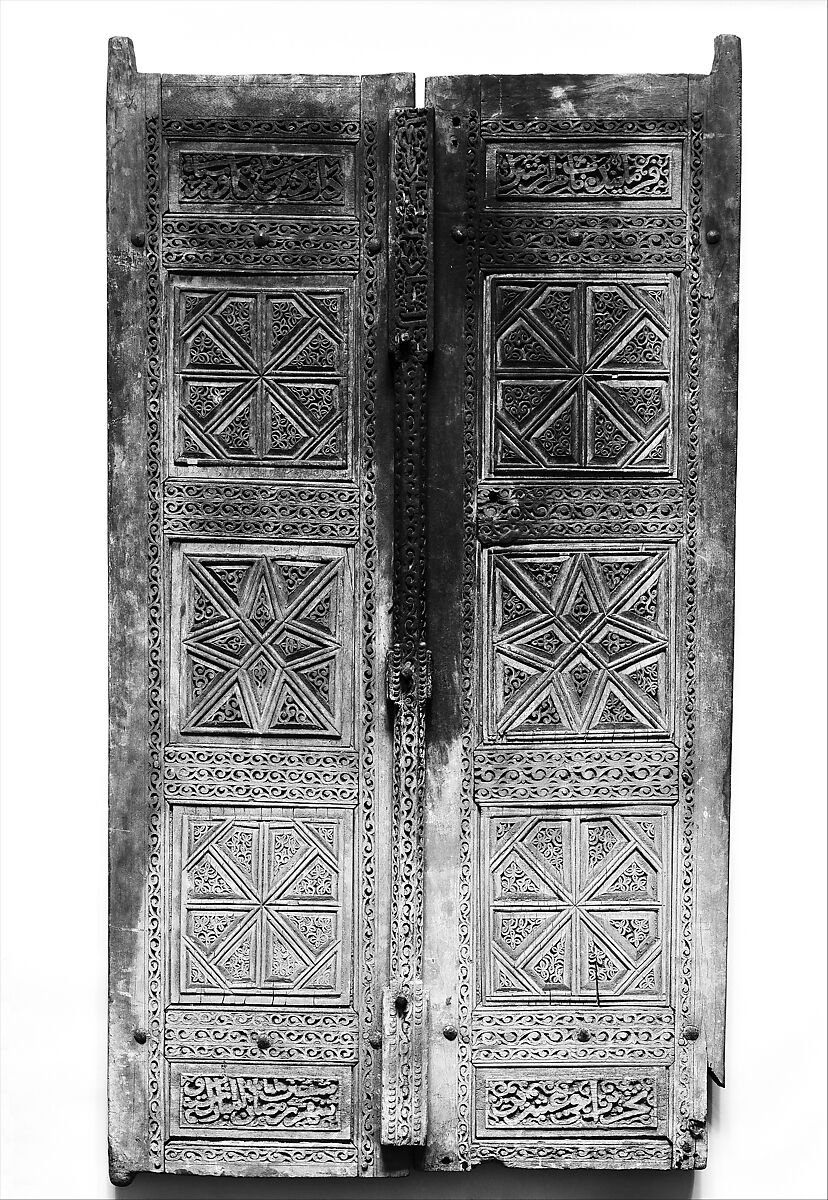 Pair of Carved Doors, Wood (teak); carved
