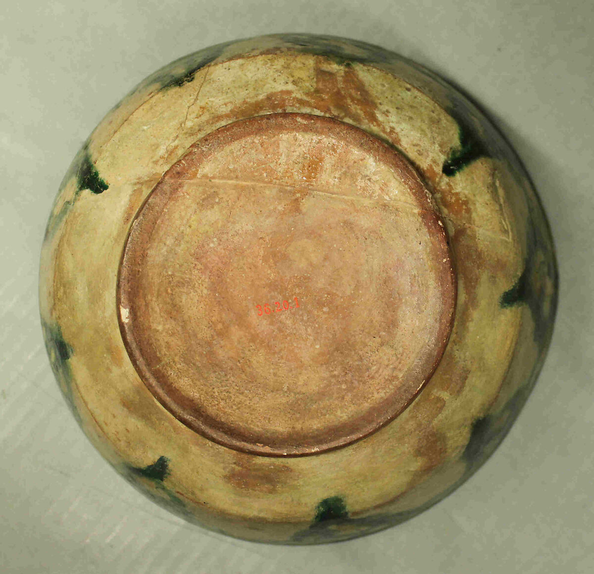 Vessel with Splashed Decoration, Earthenware; white slip, incised and splashed with polychrome glazes under transparent glaze (sgraffito ware)