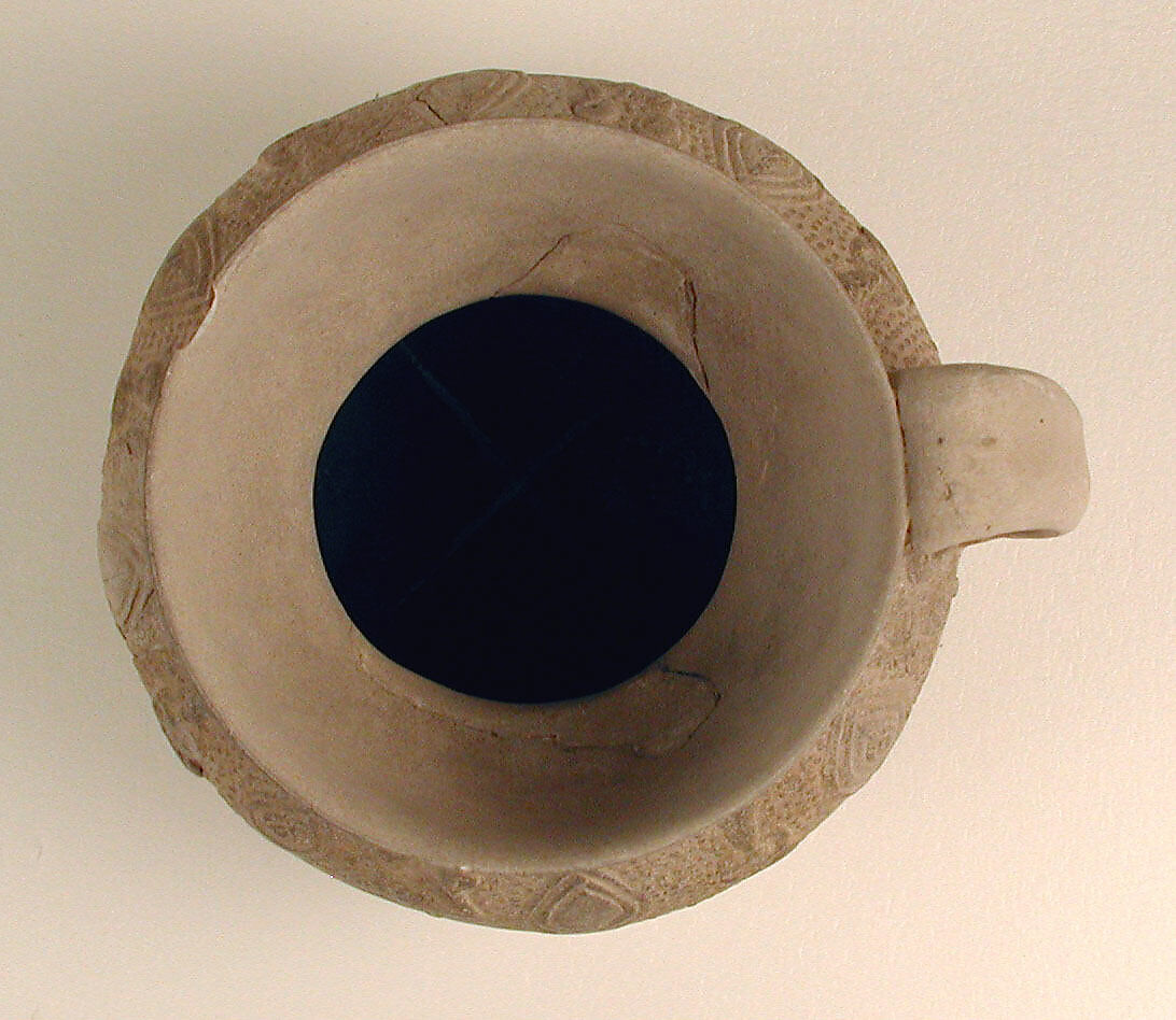 Ewer, Earthenware; molded decoration, unglazed