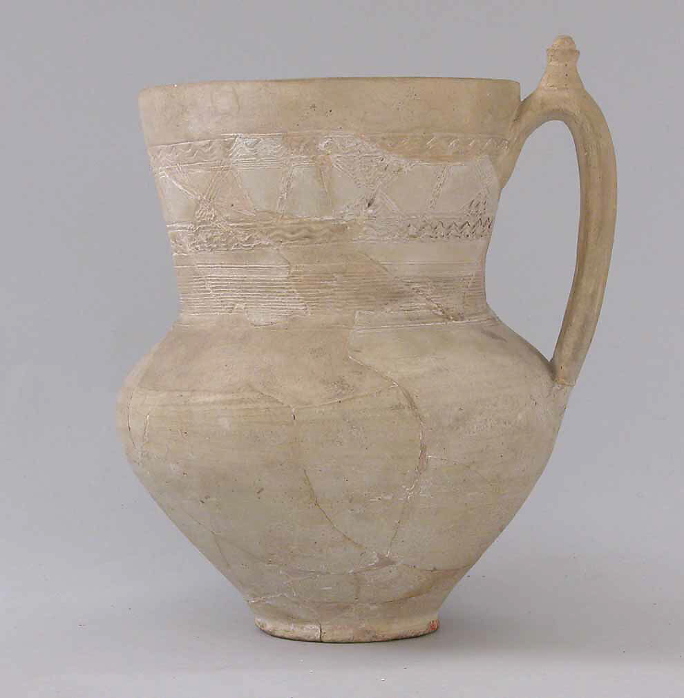 Ewer, Earthenware; incised, unglazed