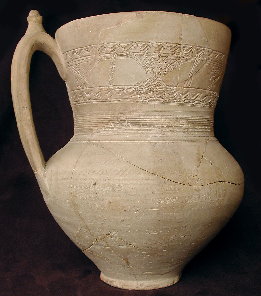 Ewer, Earthenware; incised, unglazed