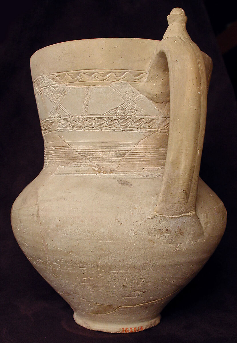 Ewer, Earthenware; incised, unglazed
