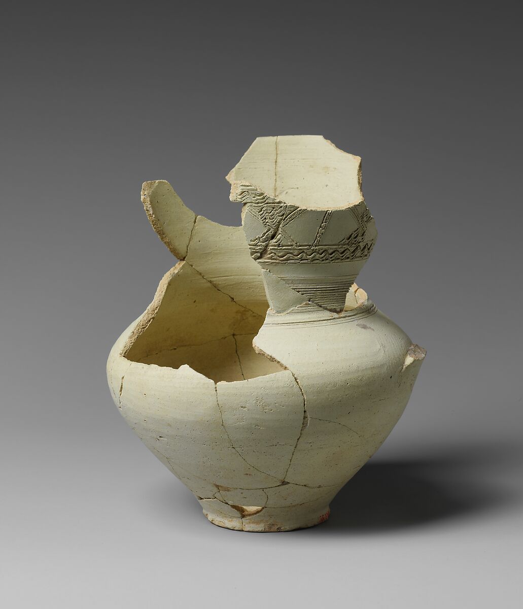 Ewer, Earthenware; incised, unglazed 