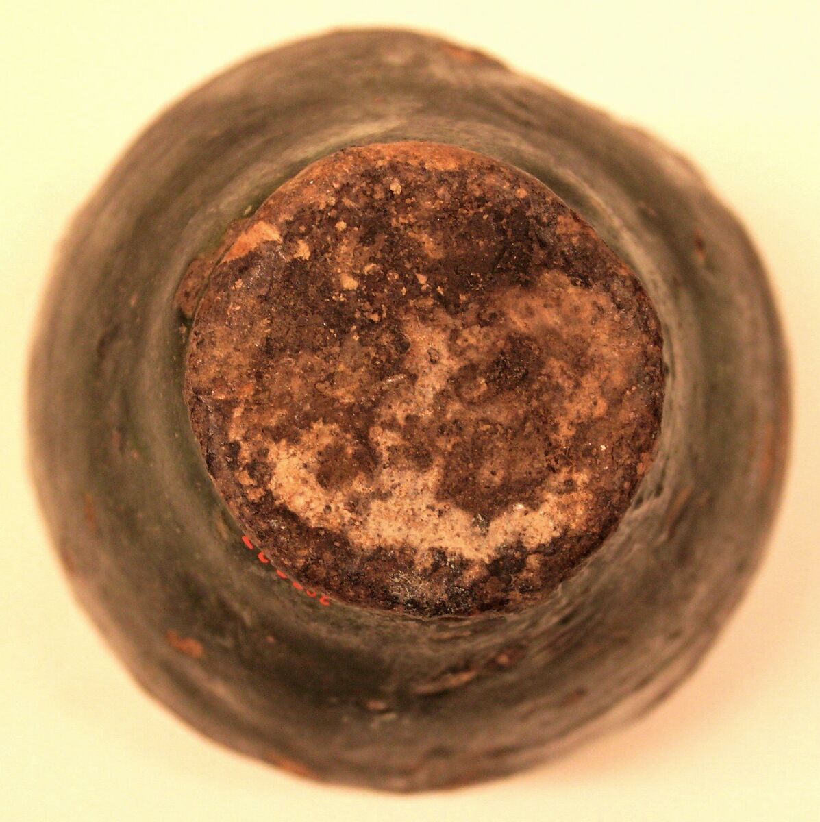 Jar, Earthenware; under dark green glaze