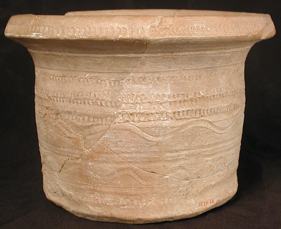 Bowl, Earthenware; incised decoration, unglazed