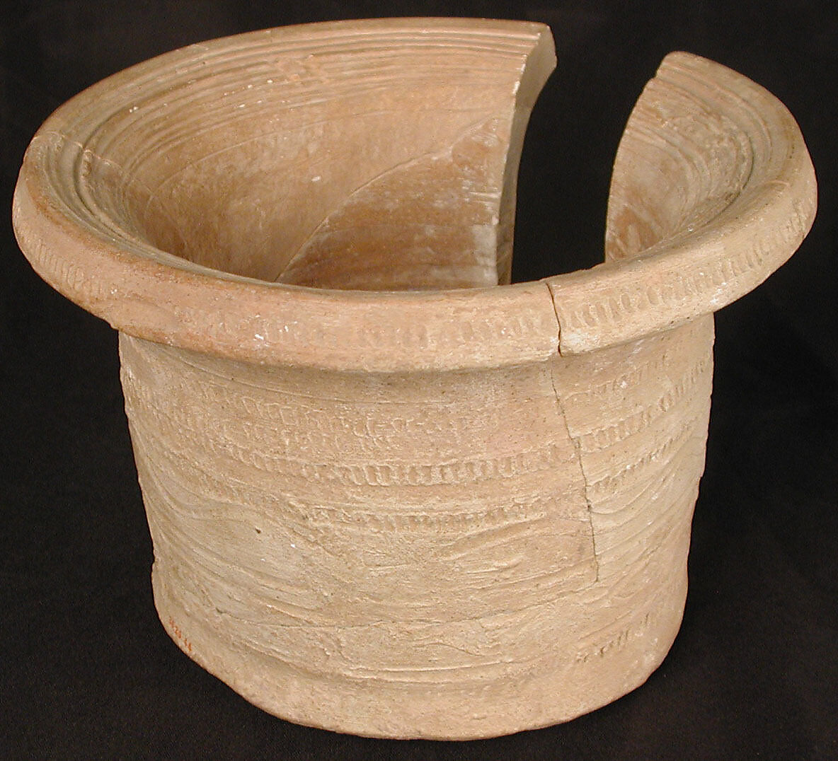 Bowl, Earthenware; incised decoration, unglazed