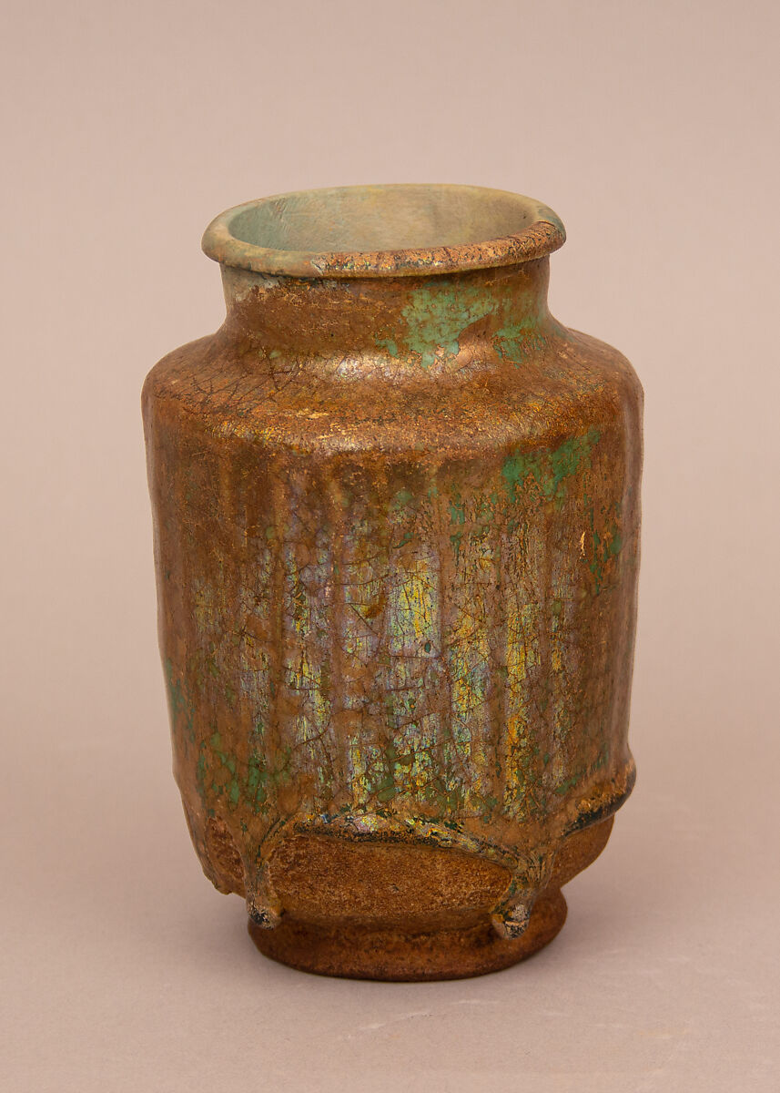 Jar, Earthenware; iridescent  turquoise glaze 