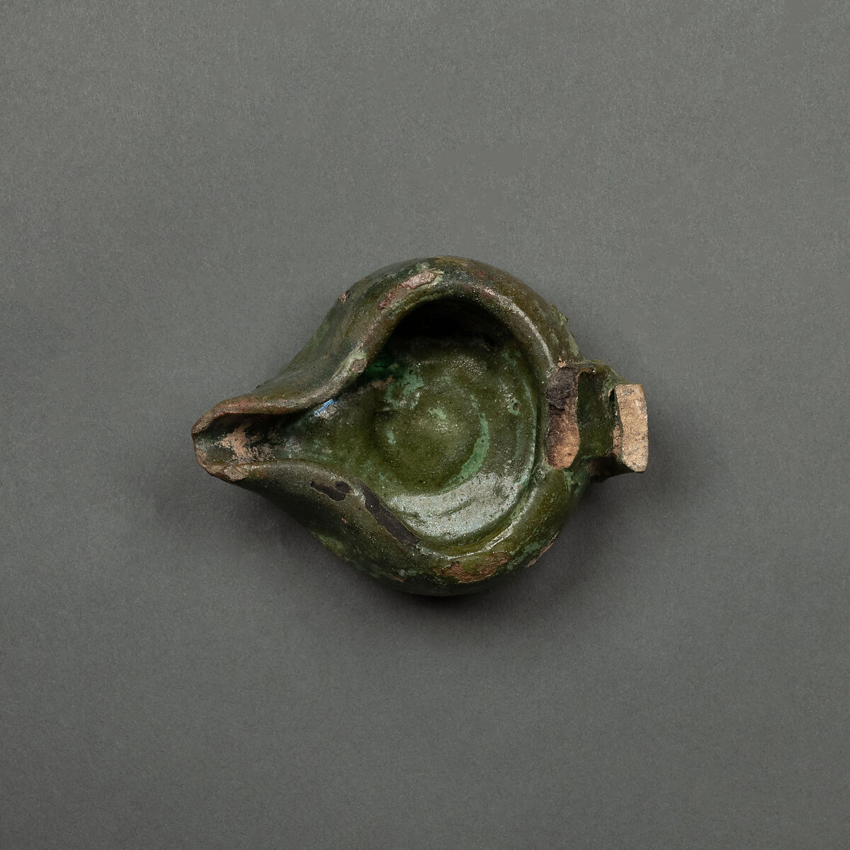 Lamp, Earthenware; green glaze