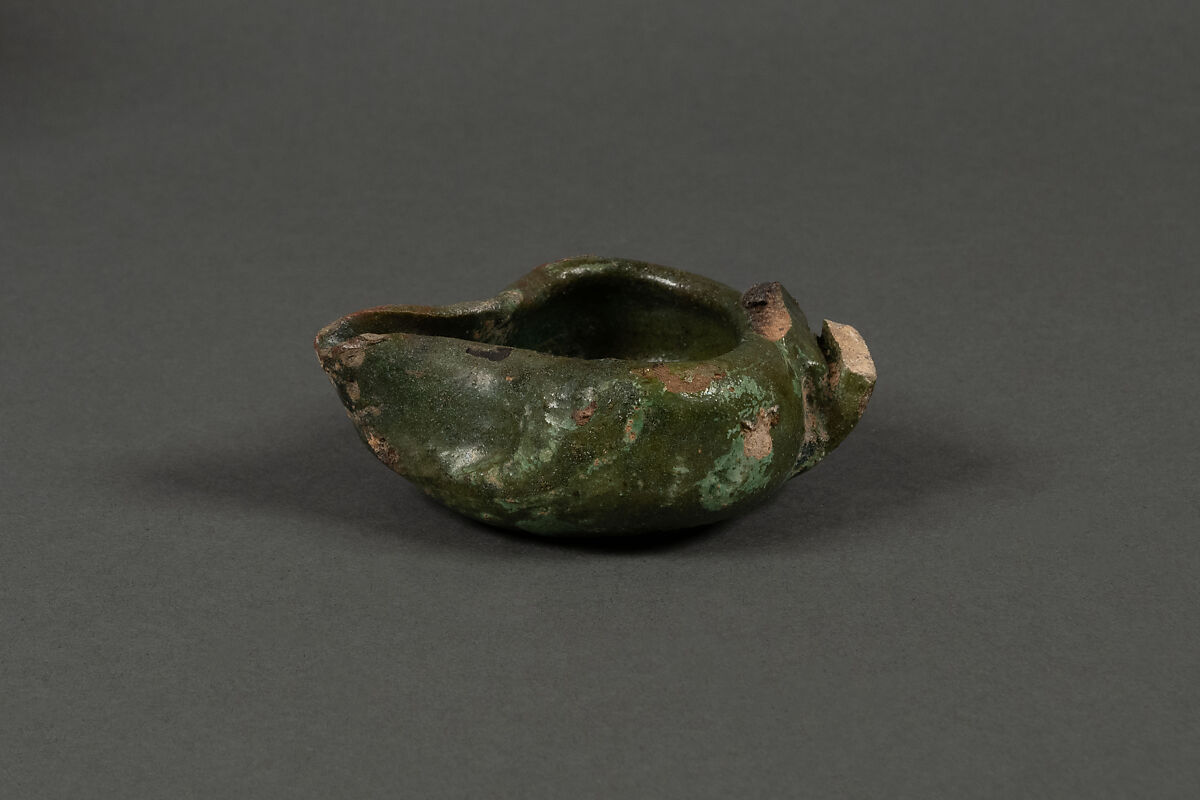 Lamp, Earthenware; green glaze