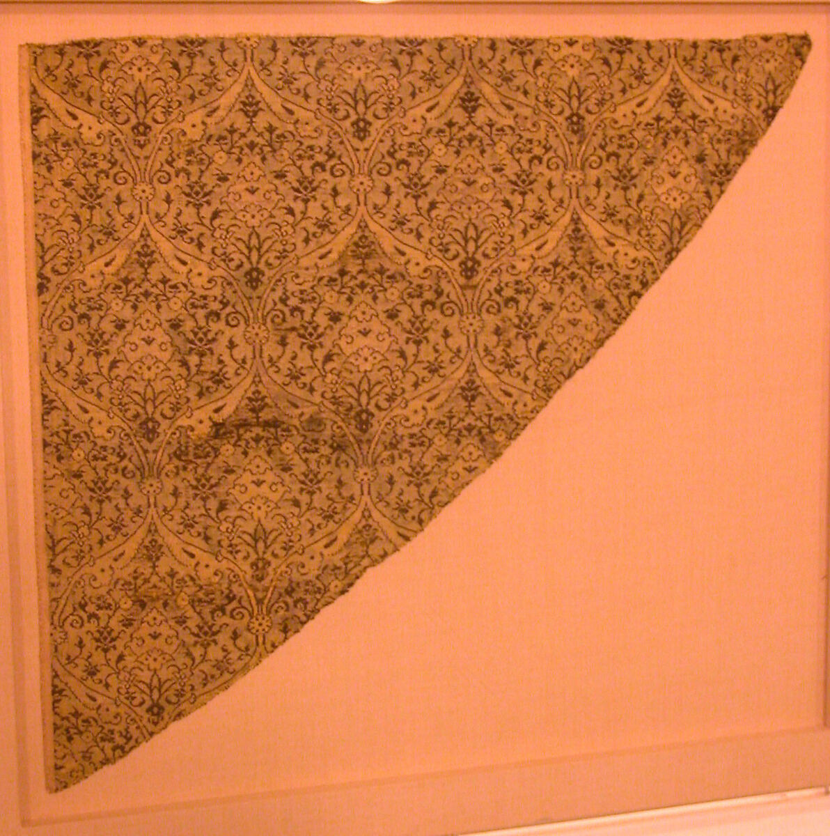 Textile Fragment, Silk, metal wrapped thread; lampas