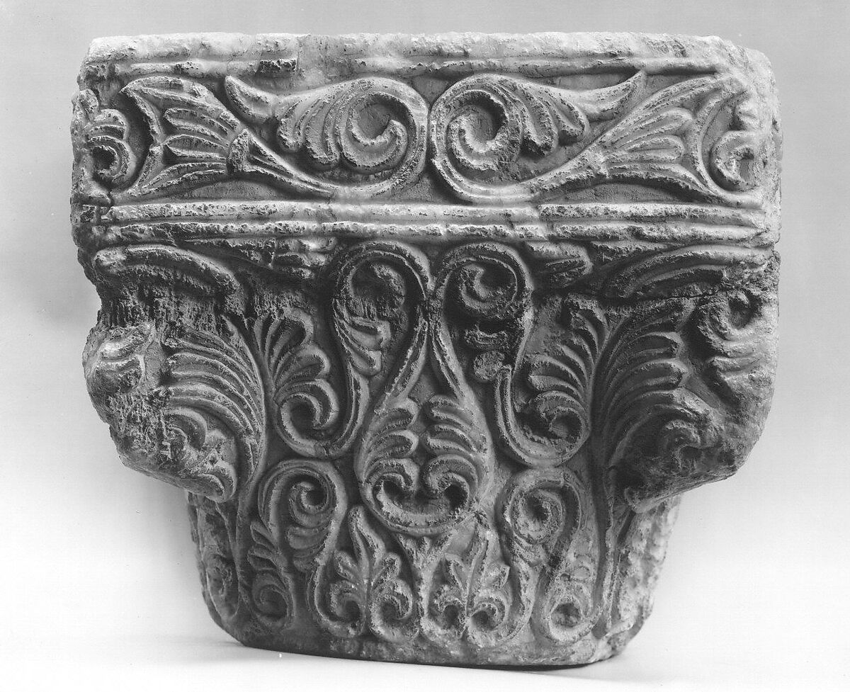 Capital with Leaves, Alabaster, gypsum; carved in relief
