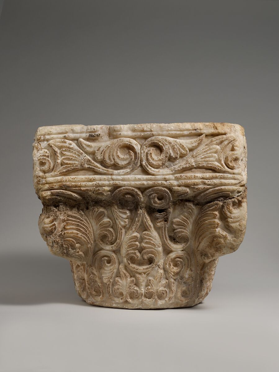 Capital with Leaves, Alabaster, gypsum; carved in relief 