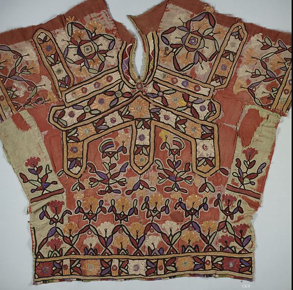 Textile Fragment, Silk and cotton; woven and embroidered