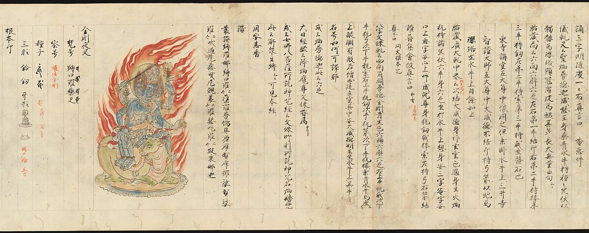 Iconographic Drawings of the Five Kings of Wisdom (Myōō-bu shoson), Handscroll; ink and color on paper, Japan