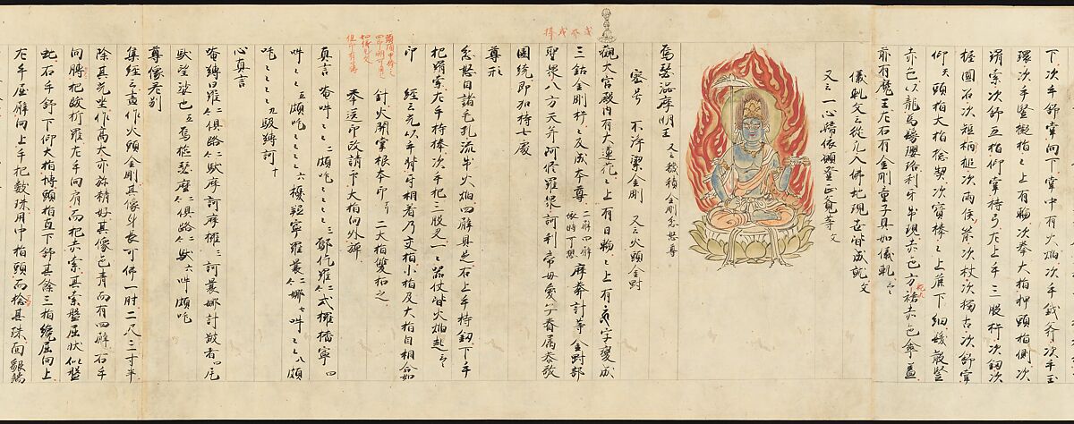 Iconographic Drawings of the Five Kings of Wisdom (Myōō-bu shoson), Handscroll; ink and color on paper, Japan