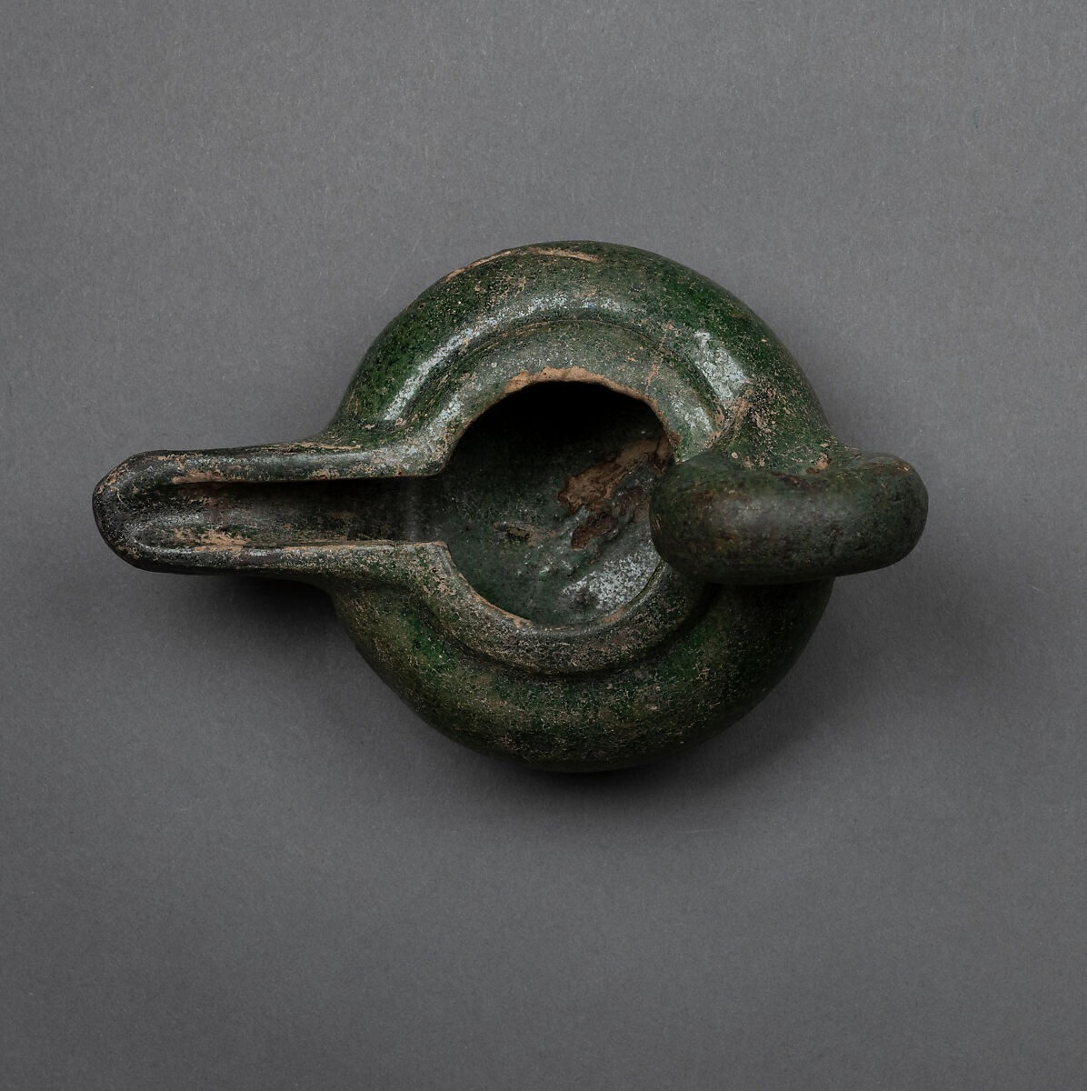 Lamp, Earthenware; under green glaze